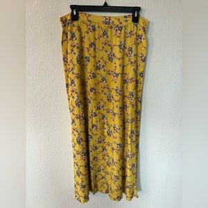 April Cornell Vintage Yellow Floral Button Side Maxi Skirt